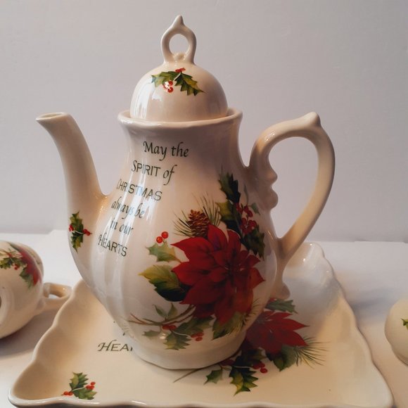 Cracker Barrel Christmas Season Of Peace Tea Set And Serving Platter - Picture 9 of 11